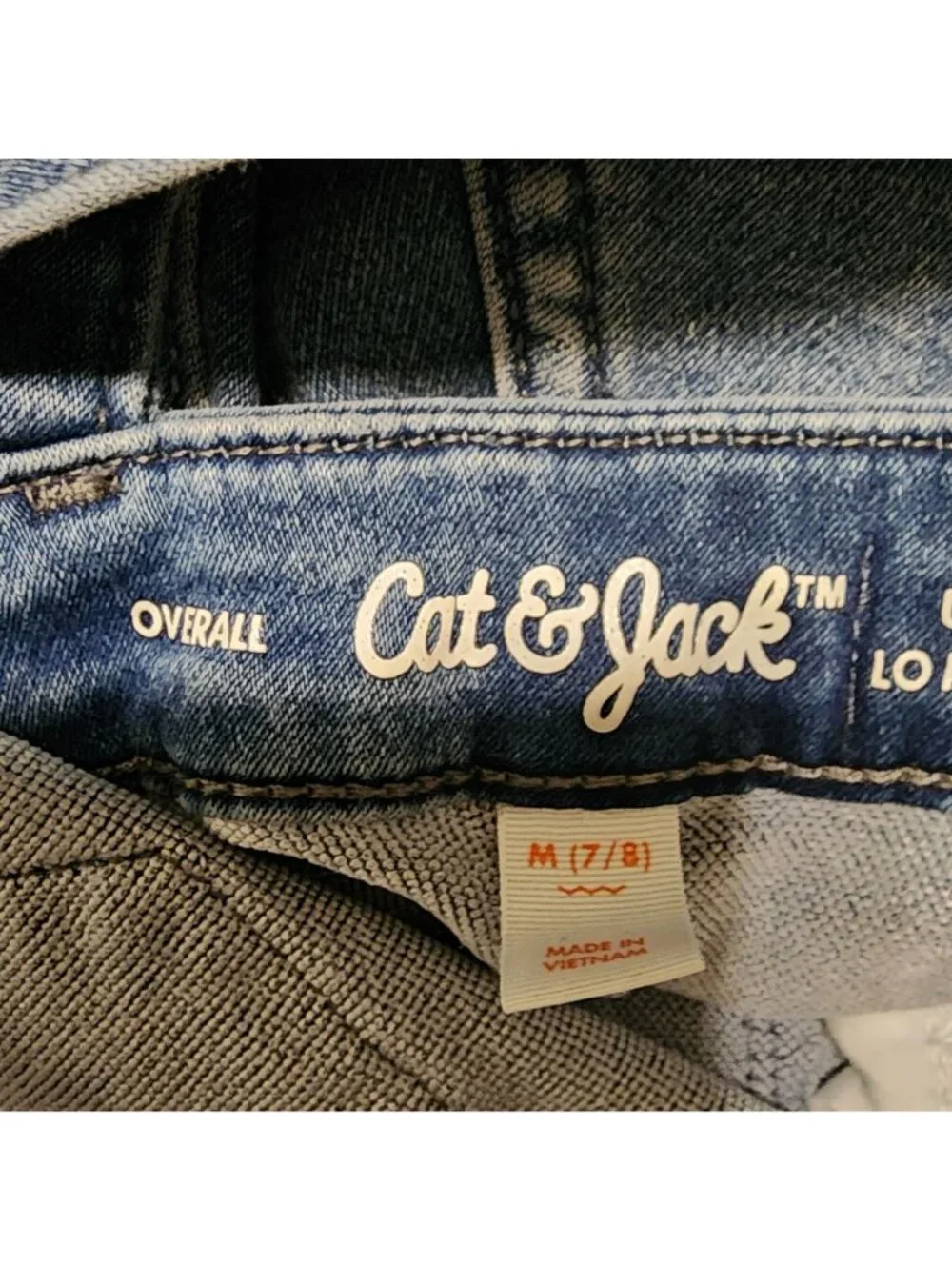 Cat and Jack denim overalls jumper sz 7-8 girl blue stretch